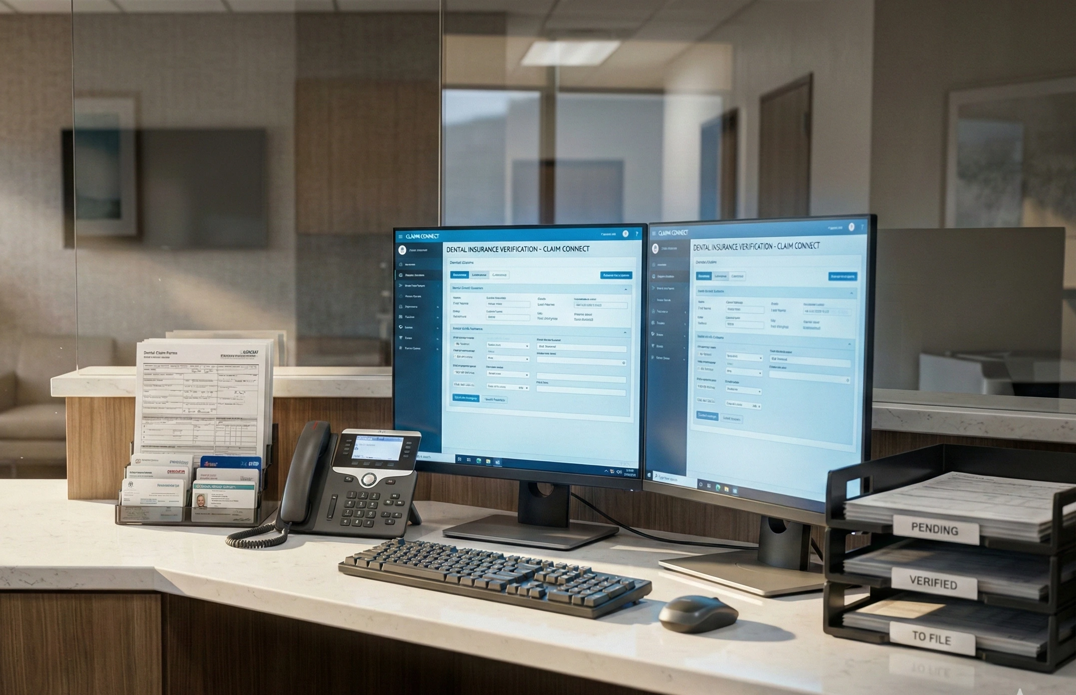 Front desk workflow checking insurance